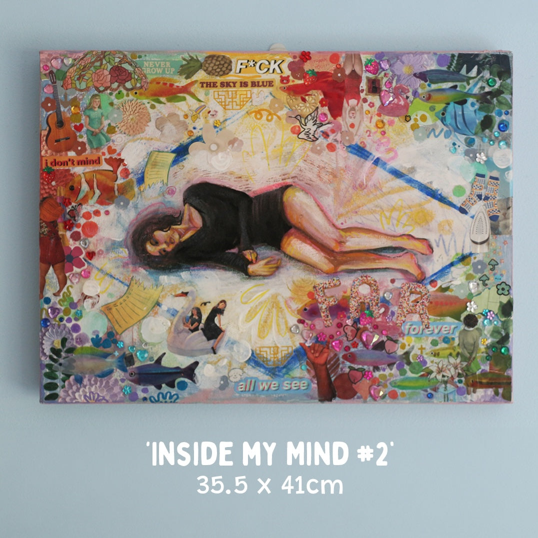 Inside I see #2 - Original mixed media collage & acrylic on canvas