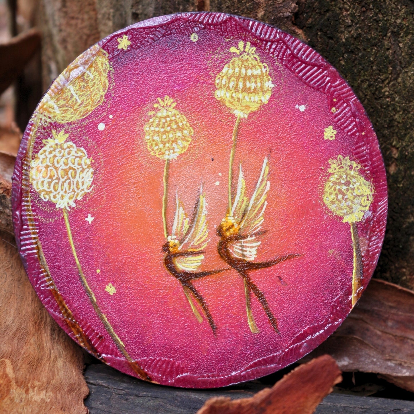 'Billy Button Dancers' - Original mixed media on plaster