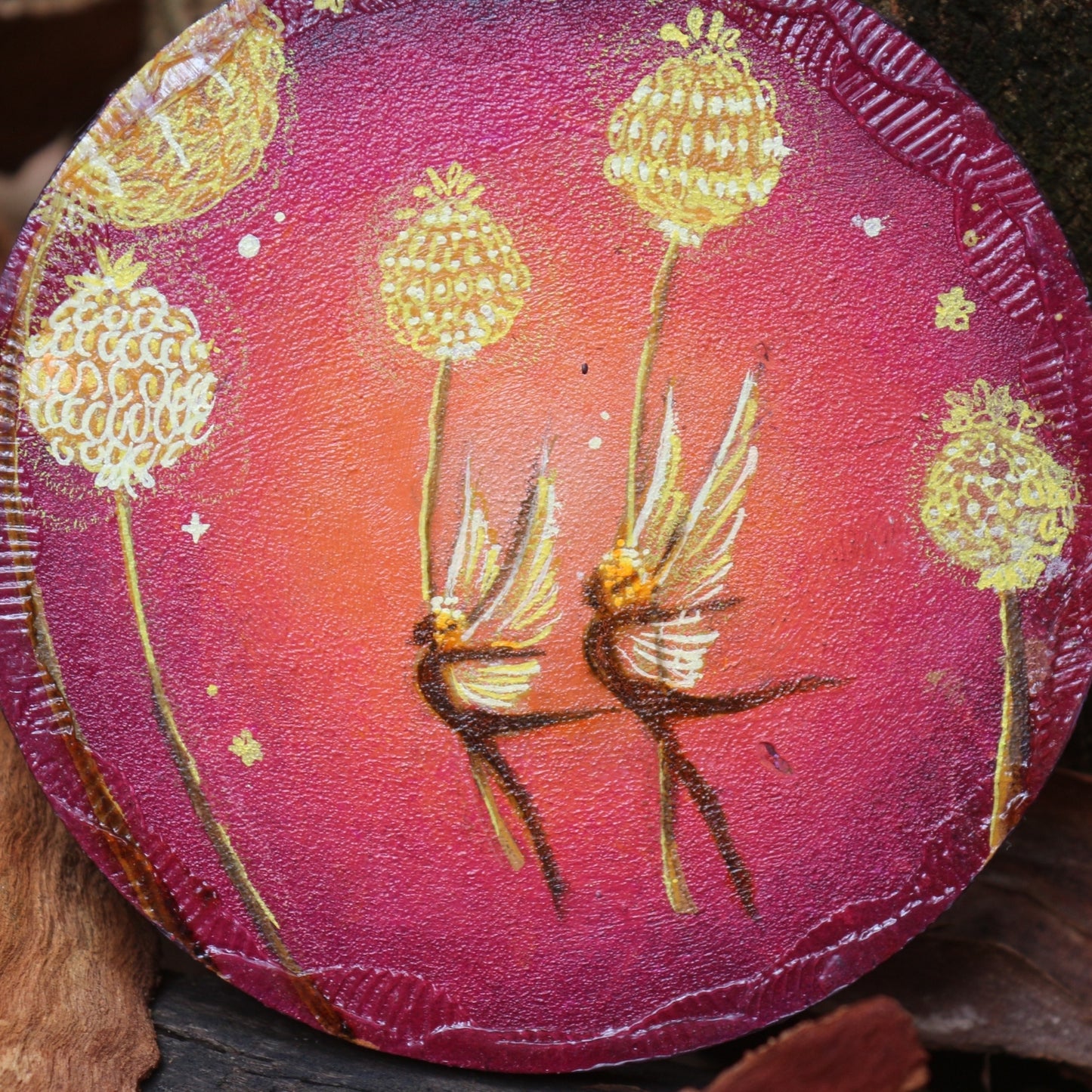 'Billy Button Dancers' - Original mixed media on plaster