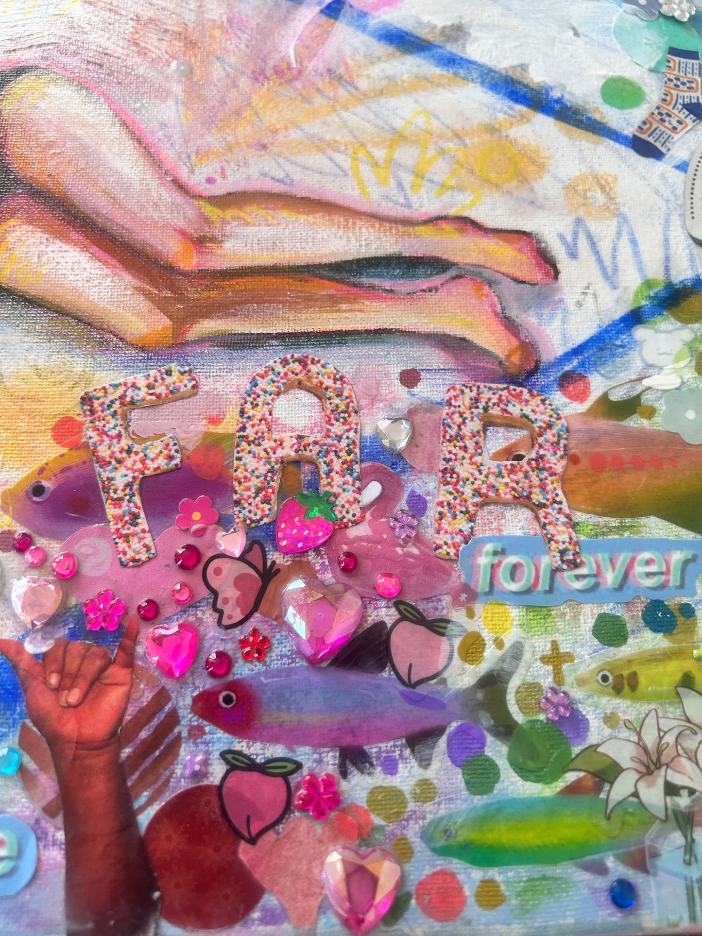 Inside I see #2 - Original mixed media collage & acrylic on canvas