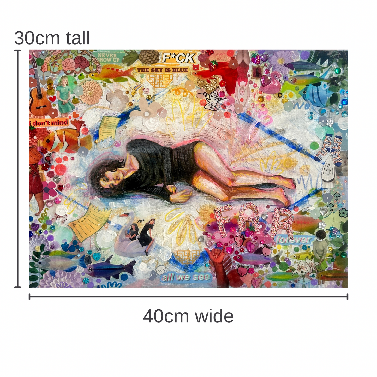 Inside I see #2 - Original mixed media collage & acrylic on canvas