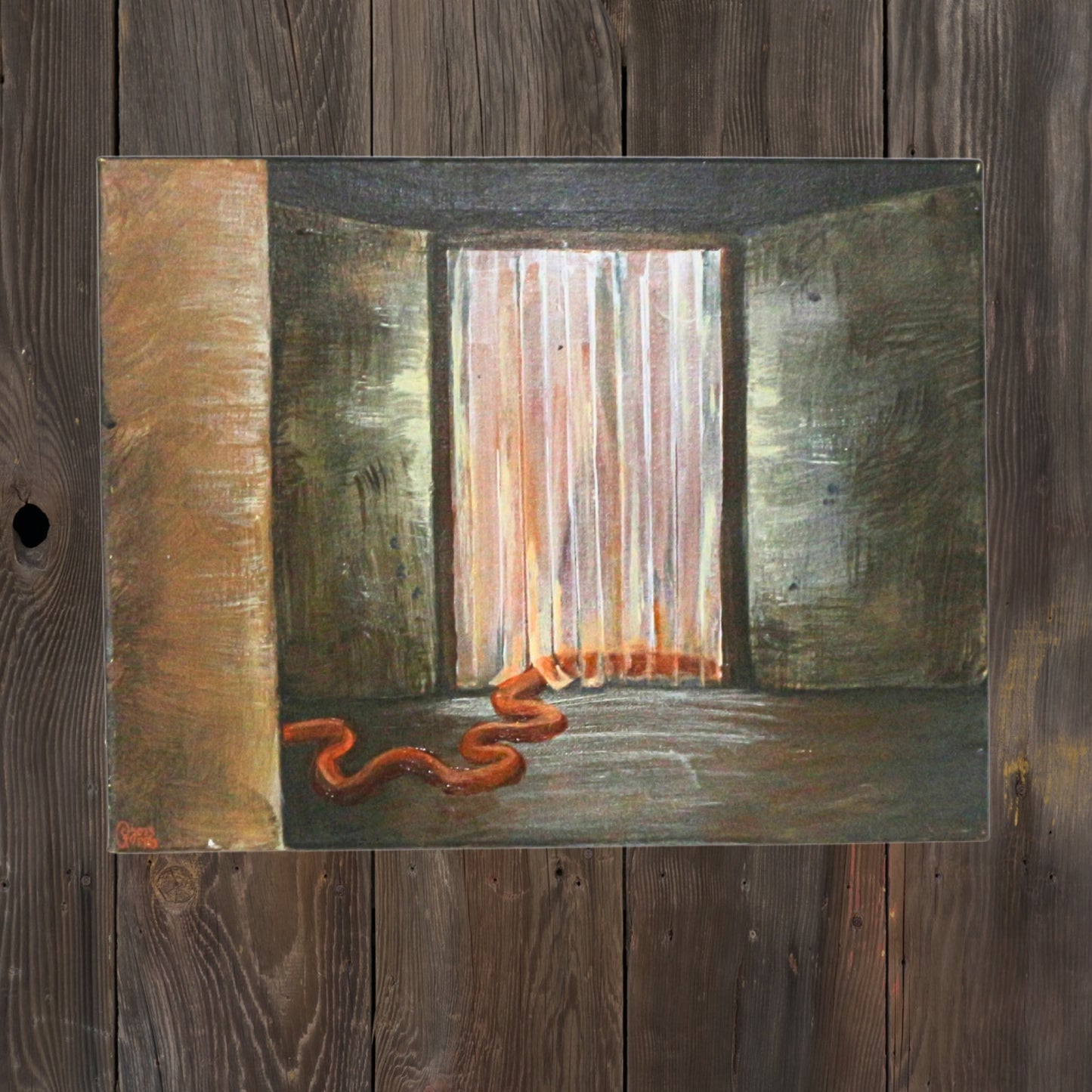 'Behind the curtain' - Original acrylic painting on canvas