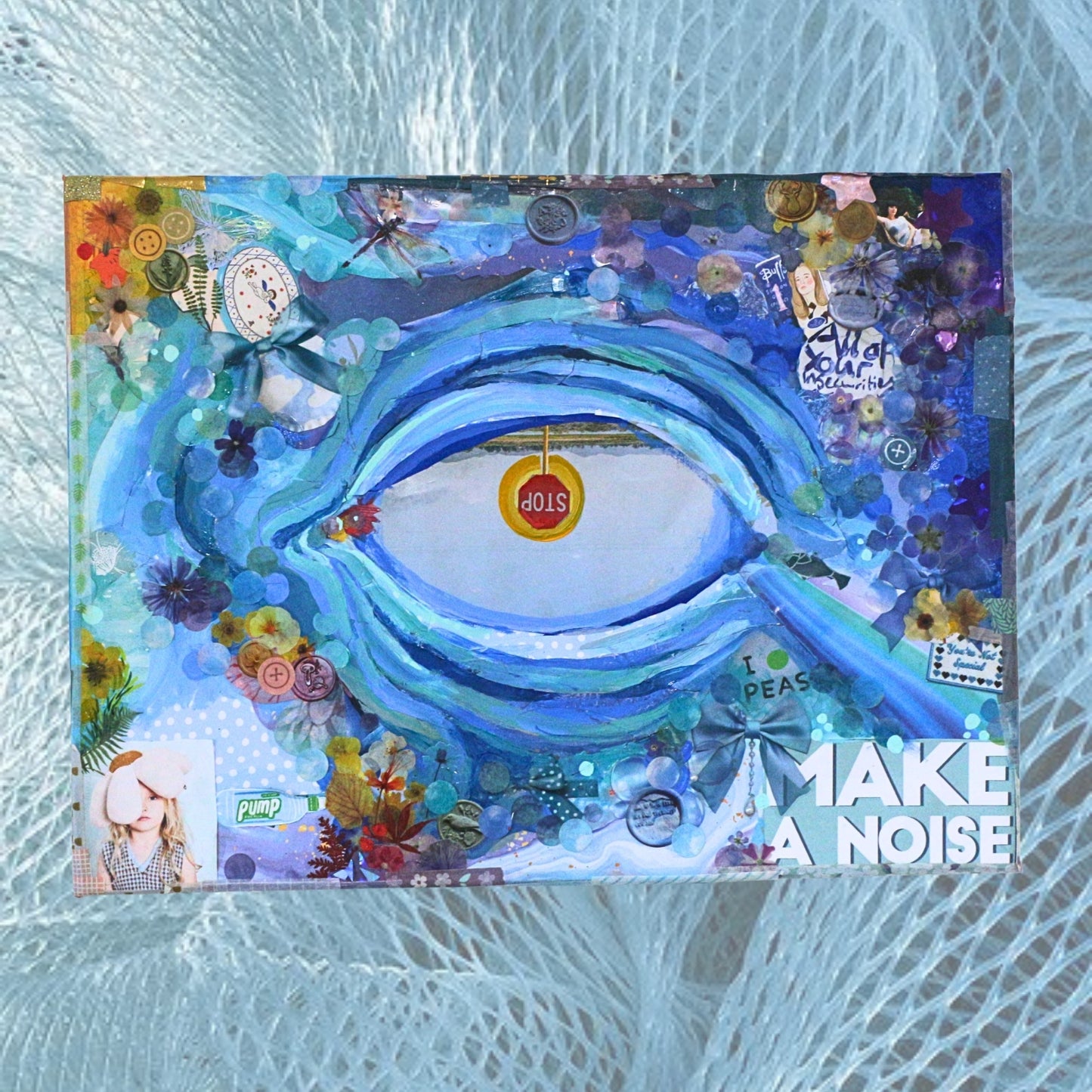 'Make a noise' - Original mixed media collage on canvas