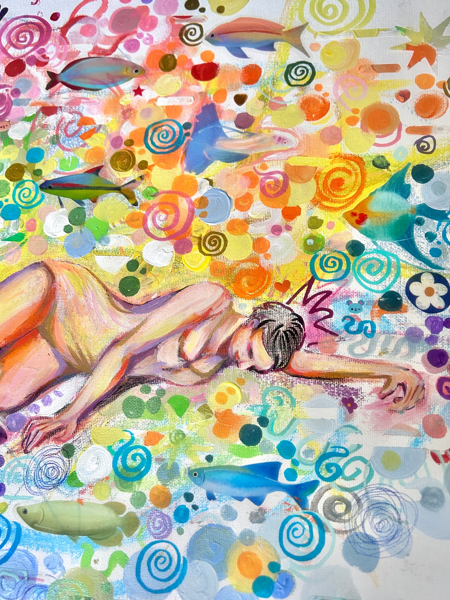 Inside I see #1 - Original mixed media collage & acrylic on canvas