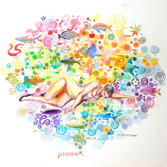 Inside I see #1 - Original mixed media collage & acrylic on canvas