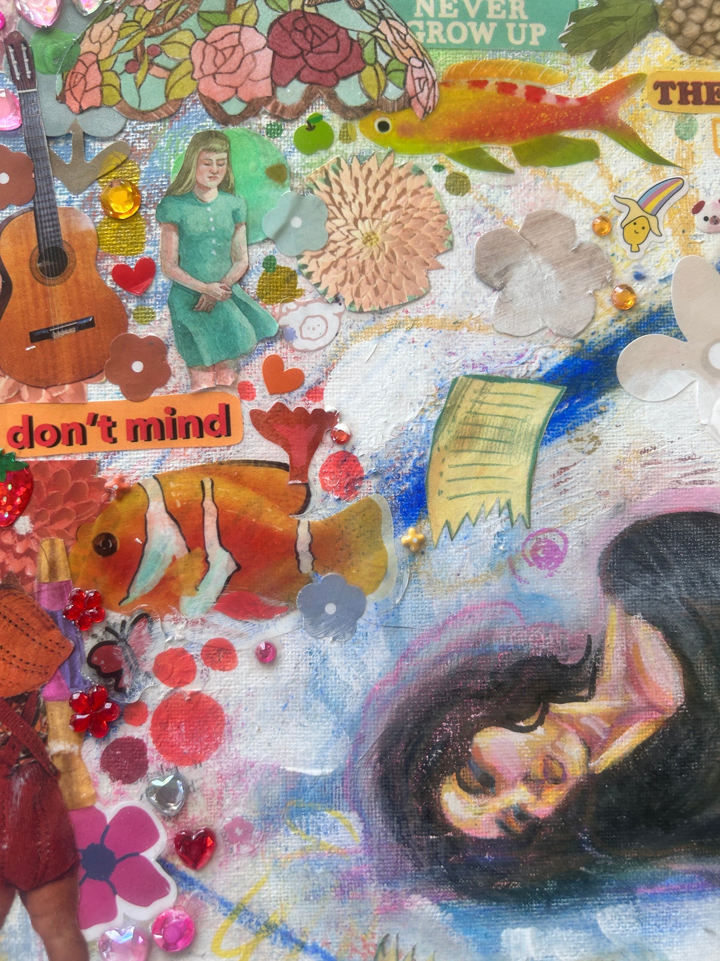 Inside I see #2 - Original mixed media collage & acrylic on canvas