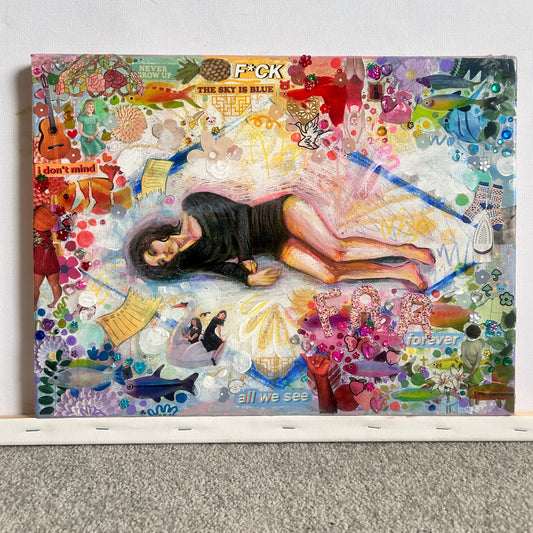 Inside I see #2 - Original mixed media collage & acrylic on canvas