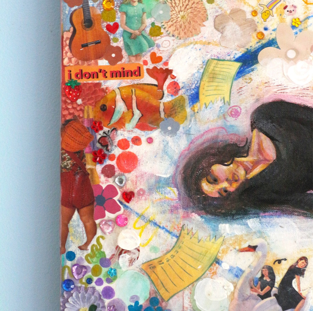 Inside I see #2 - Original mixed media collage & acrylic on canvas