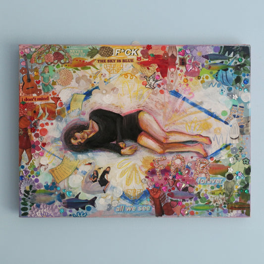 Inside I see #2 - Original mixed media collage & acrylic on canvas